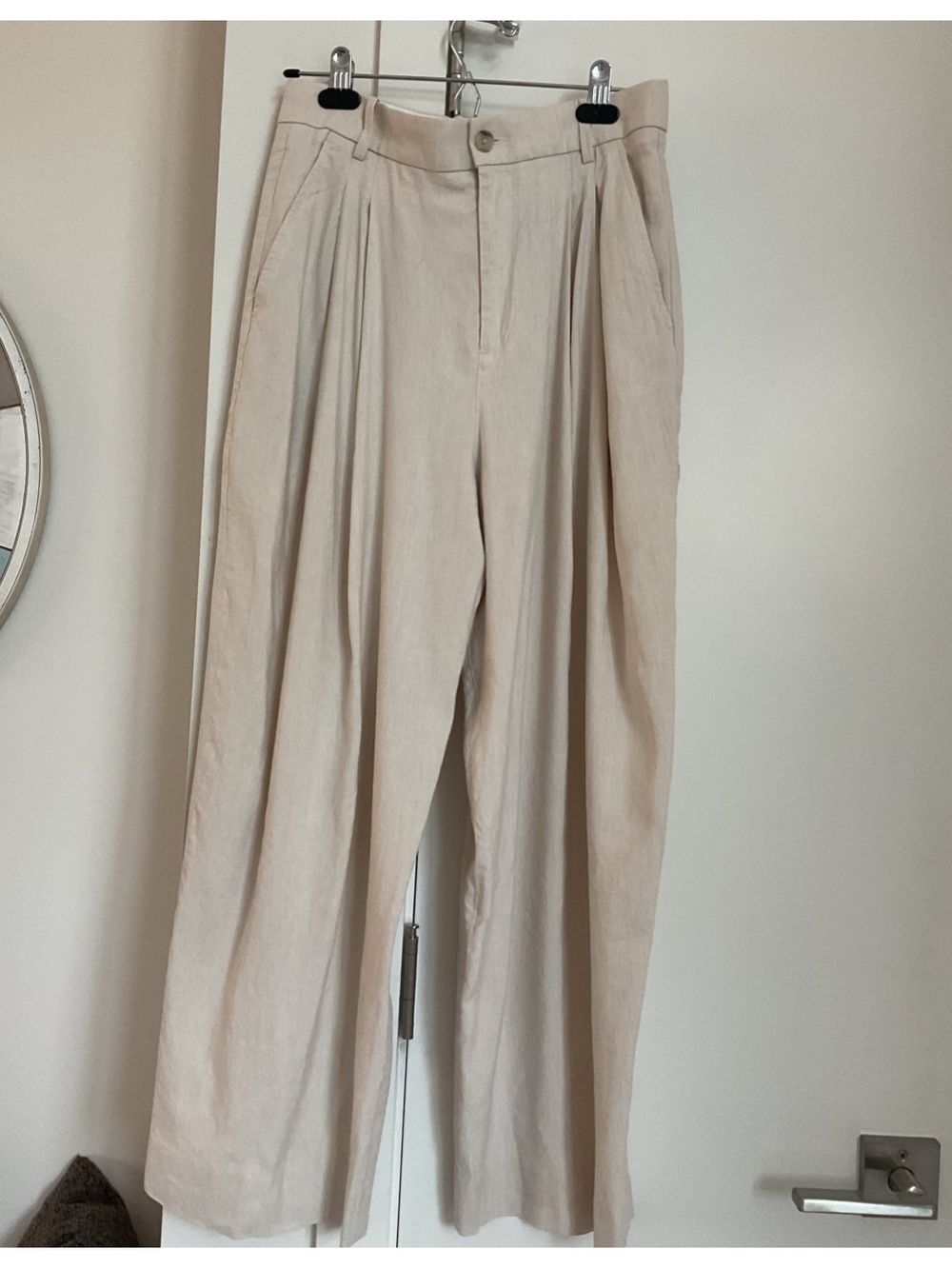 Banana Republic Petite  Linen Blend High Waist , Wide leg ,Pleated Ankle Pant-